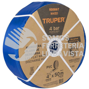 100867 M45D ROLLO DE MANGUERA PLANA DE 4" X 50M DE DESCARGA P/MOTOBOMBA TRUPER
