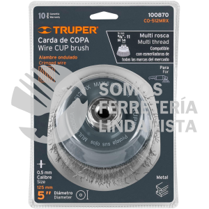 100870 CO-512MRX CARDA COPA 5" ALAMBRE ONDULADO GRUESO MULTI-ROSCA TRUPER