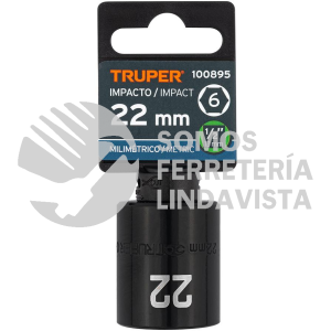 100895 D-7422-M DADO DE IMPACTO DE 22 MM 6 PUNTAS CUADRO 1/2" TRUPER
