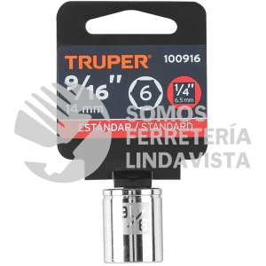 100916 D-1418 DADO DE 9/16" 6 PUNTAS CUADRO 1/4" TRUPER
