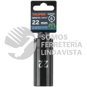100921 D-7322-ML DADO LARGO IMPACTO DE 22 MM 6 PUNTAS CUADRO 1/2" TRUPER