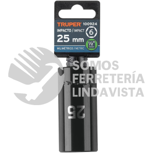 100924 D-7325-ML DADO LARGO IMPACTO DE 25 MM 6 PUNTAS CUADRO 1/2" TRUPER