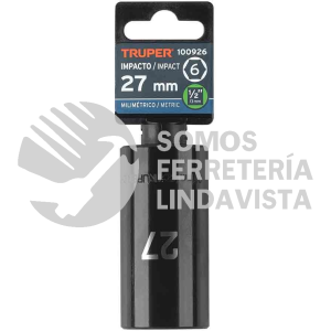 100926 D-7327-ML DADO LARGO IMPACTO DE 27 MM 6 PUNTAS CUADRO 1/2" TRUPER