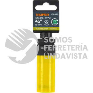 100927 D-7324-HLPD DADO LARGO IMPACTO PROT. PLAST. 3/4" 6 PUNTAS CUADRO 1/2" TRUPER
