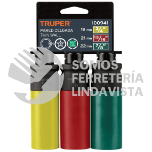 100941 JDI-1/2X3LP JUEGO 3 DADOS LARGOS 1/2" IMPACTO PROTECCION PLASTICA 6P STD TRUPER