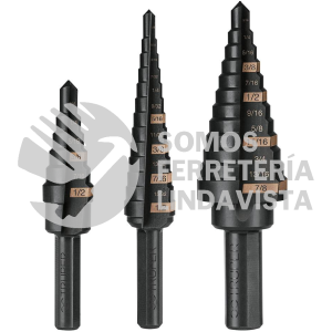 100988 JBES-3 JUEGO DE 3 BROCAS ESCALONADAS DE OXIDO NEGRO TRUPER