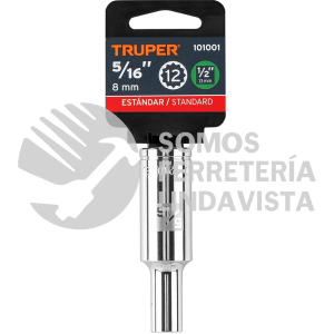 101001 D-1210-EL DADO LARGO DE 5/16" 12 PUNTAS CUADRO 1/2" TRUPER