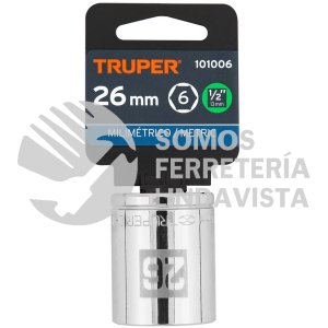 101006 D-1226-M DADO DE 26 MM 6 PUNTAS CUADRO 1/2" TRUPER