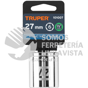 101007 D-1227-M DADO DE 27 MM 6 PUNTAS CUADRO 1/2" TRUPER