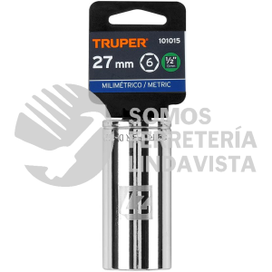 101015 D-1227-ML DADO LARGO DE 27 MM 6 PUNTAS CUADRO 1/2" TRUPER