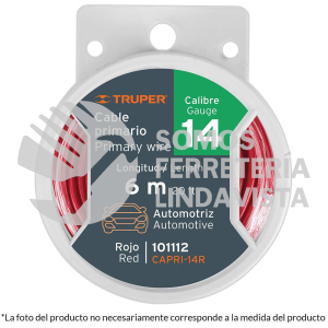 101089 CAPRI-18R CARRETE CON 12 M DE CABLE PRIMARIO ROJO CALIBRE 18 TRUPER