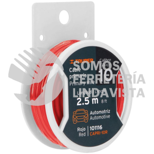 101116 CAPRI-10R CARRETE CON 2.5 M DE CABLE PRIMARIO ROJO CALIBRE 10 TRUPER