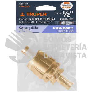 101167 CFM-1/2R JUEGO DE CONECTORES 1/2" MACHO/HEMBRA ROBUSTOS DE ALUMINIO TRUPER