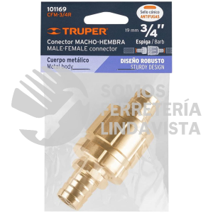 101169 CFM-3/4R JUEGO DE CONECTORES 3/4" MACHO/HEMBRA ROBUSTOS DE ALUMINIO TRUPER
