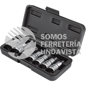 101305 JD-1/2X7-BC JUEGO DE 7 DADOS CUADRO 1/2" PUNTA CORTA BRISTOL EN ESTUCHE TRUPER