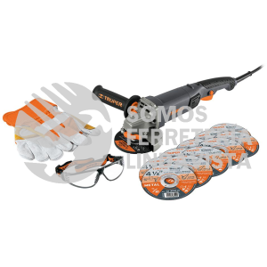 101456 COMBOE-4590N ESMERILADORA 4-1/2" 950 W DISCOS LENTES Y GUANTES TRUPER