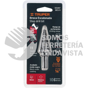 101457 BES-11 BROCA ESCALONADA OXIDO NEGRO 11 ESCALONES 1/4" A 7/8" TRUPER