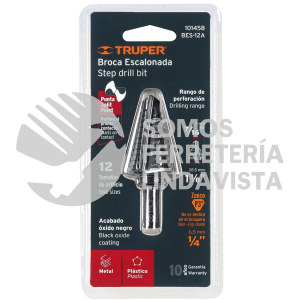 101458 BES-12A BROCA ESCALONADA OXIDO NEGRO 12 ESCALONES 7/16" A 1-1/8" TRUPER