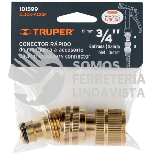 101599 CLICK-ACCM CONECTOR 3/4" RAPIDO DE LATON MANGUERA-ACC. SISTEMA CLICK TRUPER