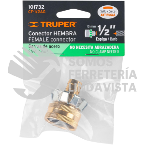 101732 CF-1/2AG CONECTOR 1/2" HEMBRA TIPO GARRA DE ALUMINIO TRUPER