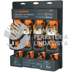 101741 SU-1000C4 JUEGO DE 4 SUJETADORES CON MATRACA CARGA MAXIMA 1000 KG TRUPER