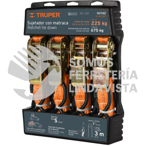 101742 SU-675R4 JUEGO DE 4 SUJETADORES CON MATRACA CARGA MAXIMA 675 KG TRUPER