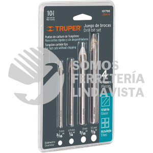 101798 JBVI-4 JUEGO DE 4 BROCAS PARA VIDRIO Y AZULEJO TRUPER