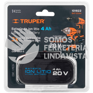 101822 BAT-20A4 BATERIA ION LITIO 20 V 4 AH TRUPER