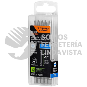 101823 PUDE-1400 ESTUCHE CON 5 PUNTAS DE CRUZ PH0 LARGO 4" TRUPER