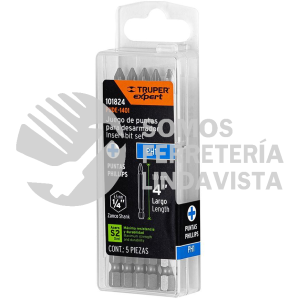 101824 PUDE-1401 ESTUCHE CON 5 PUNTAS DE CRUZ PH1 LARGO 4" TRUPER
