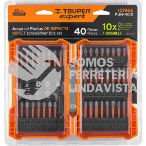 101966 PUN-40IX JUEGO DE 40 PUNTAS DE IMPACTO MIXTAS LARGOS 1" Y 2" TRUPER