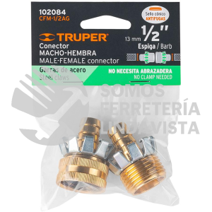 102084 CFM-1/2AG JUEGO DE CONECTORES 1/2" MACHO/HEMBRA TIPO GARRA DE ALUMINIO TRUPER
