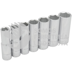 5300H JUEGO DE DADOS LARGOS CUADRO DE 1/2", 6 PUNTAS, EN PULGADAS, EN RIEL, 7 PIEZAS URREA