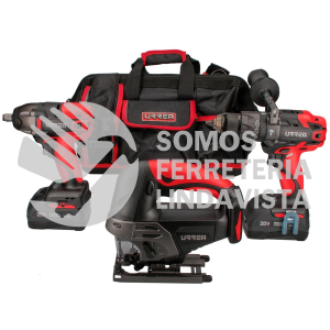 JPI03 JUEGO DE ROTOMARTILLO, PISTOLA DE IMPACTO Y SIERRA CALADORA A BATERIA LI-ION 18 V, 4 PZ URREA