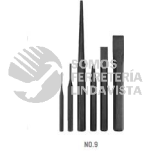 NO.9 JUEGO DE CINCELES ,PUNZONES Y BOTADORES, 6 PIEZAS URREA