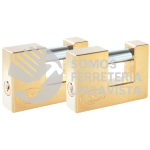 J2CCL JUEGO DE 2 CANDADOS PARA CORTINA 80 MM, LATON BRILLANTE, LLAVE ESTANDAR LOCK