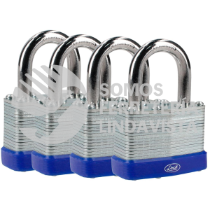 J4CLA JUEGO DE 4 CANDADOS LAMINADOS 40 MM, LLAVE ESTANDAR LOCK
