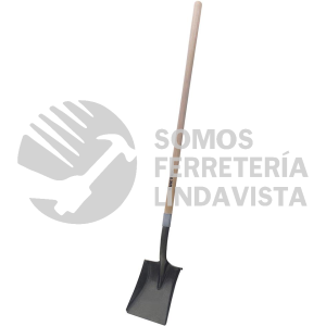 130627 PALA CON MANGO LARGO DE MADERA CON ANILLO CRIMPADO, CUADRADA SURTEK