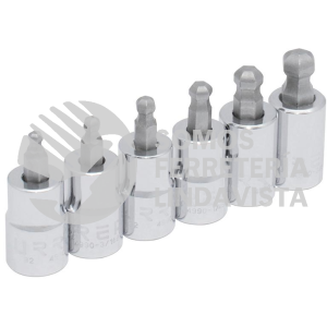 4900BD JUEGO DE DADOS PUNTA HEXAGONAL TIPO BOLA CUADRO DE 3/8", 6 PUNTAS EN PULGADAS, 6 PIEZAS URREA