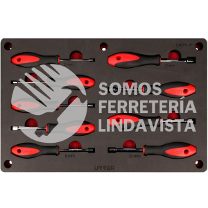 CH275P JUEGO DE DESTORNILLADORES MANGO BIMATERIAL DE CAJA COMBINADOS, 9 PIEZAS URREA