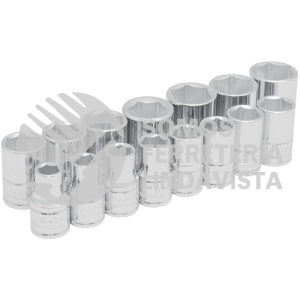 54205 JUEGO DE DADOS CUADRO DE 1/2", 6 PUNTAS, METRICOS, 15 PIEZAS URREA