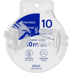 40143 CAB-10B-10 CARRETE CON 10 M DE CABLE THHW-LS 10 AWG BLANCO VOLTECK