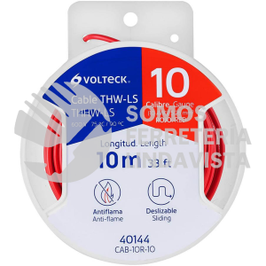 40144 CAB-10R-10 CARRETE CON 10 M DE CABLE THHW-LS 10 AWG ROJO VOLTECK