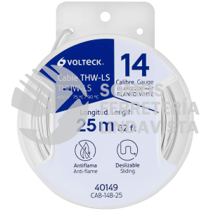 40149 CAB-14B-25 CARRETE CON 25 M DE CABLE THHW-LS 14 AWG BLANCO VOLTECK
