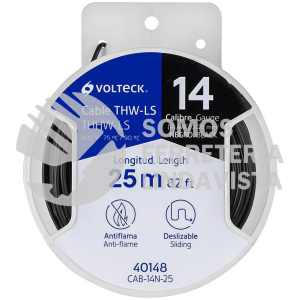 40148 CAB-14N-25 CARRETE CON 25 M DE CABLE THHW-LS 14 AWG NEGRO VOLTECK
