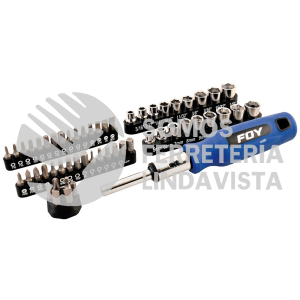141707 JUEGO DE PUNTAS Y ACCESORIOS HEXAGONO DE 1/4", 56 PIEZAS FOY
