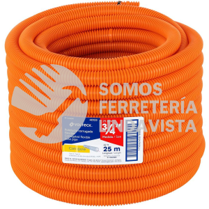 40133 PF-3/4GM METRO DE POLIDUCTO 3/4" CORRUGADO FLEX. C/GUIA ROLLO 25 M VOLTECK
