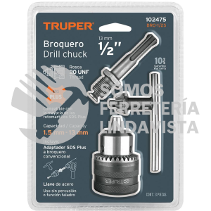 102475 BRO-1/2S BROQUERO CON LLAVE 1/2" CON ADAPTADOR SDS PLUS TRUPER