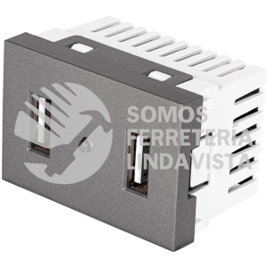 47829 C2USB-LA TOMA 2 PUERTOS USB ACERO INOX DE 1.5 MODULOS LINEA LISBOA VOLTECK