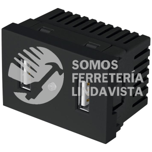 47882 C2USB-LN TOMA CON 2 PUERTOS USB NEGRO DE 1.5 MODULOS LINEA LISBOA VOLTECK